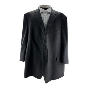 Hart Schaffner Marx 60R Gray Blue Check Wool Blazer 2 Button Single Vent